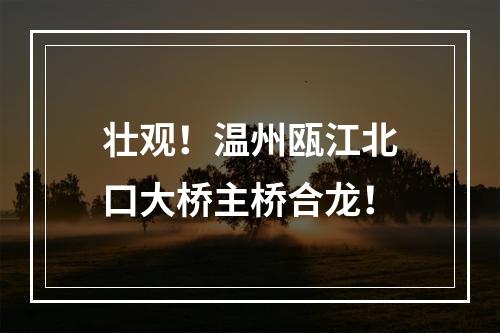 壮观！温州瓯江北口大桥主桥合龙！