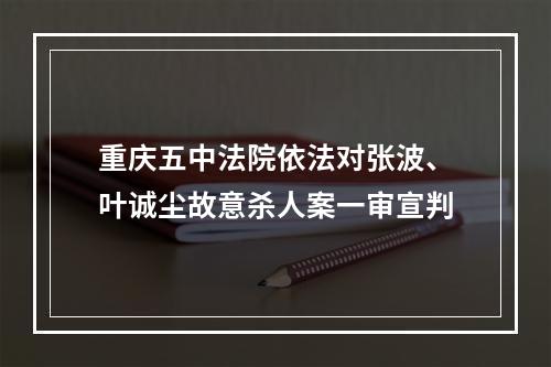 重庆五中法院依法对张波、叶诚尘故意杀人案一审宣判