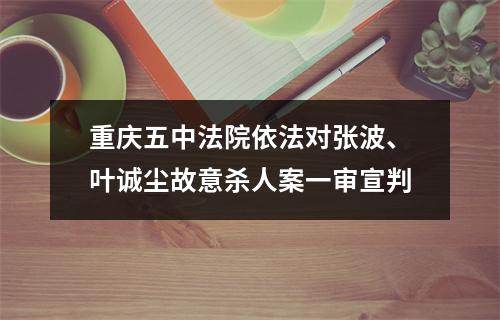 重庆五中法院依法对张波、叶诚尘故意杀人案一审宣判