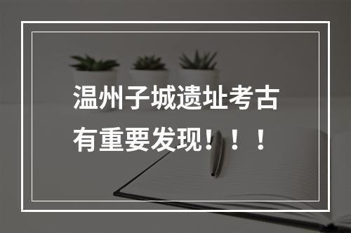 温州子城遗址考古有重要发现！！！