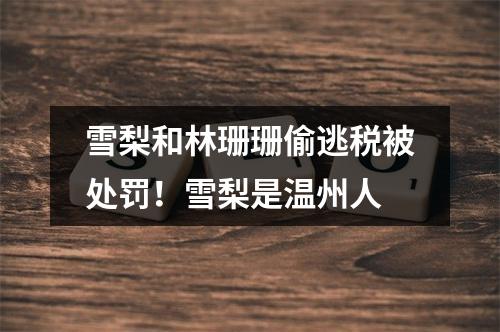 雪梨和林珊珊偷逃税被处罚！雪梨是温州人