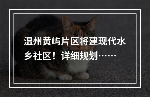 温州黄屿片区将建现代水乡社区！详细规划……