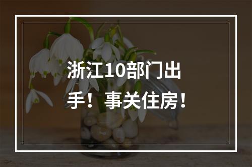 浙江10部门出手！事关住房！