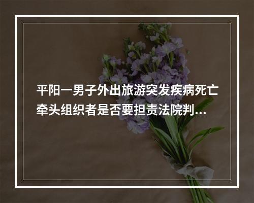 平阳一男子外出旅游突发疾病死亡牵头组织者是否要担责法院判了