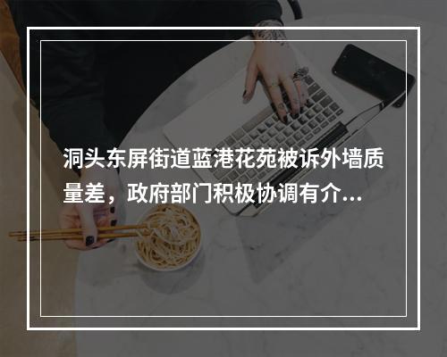洞头东屏街道蓝港花苑被诉外墙质量差，政府部门积极协调有介入