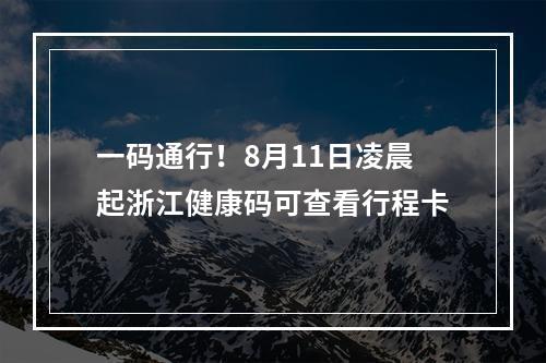 一码通行！8月11日凌晨起浙江健康码可查看行程卡