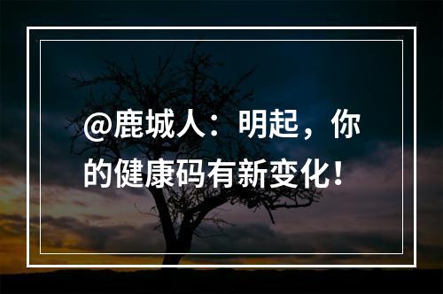 @鹿城人：明起，你的健康码有新变化！