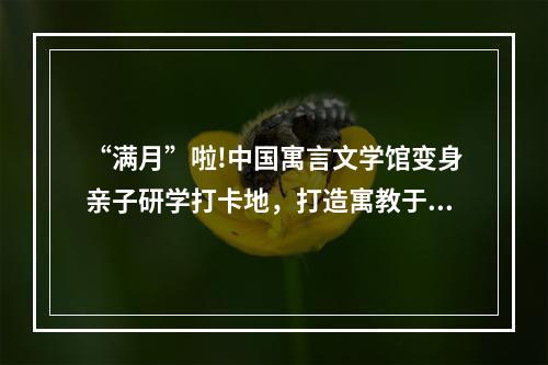 “满月”啦!中国寓言文学馆变身亲子研学打卡地，打造寓教于乐文化样本