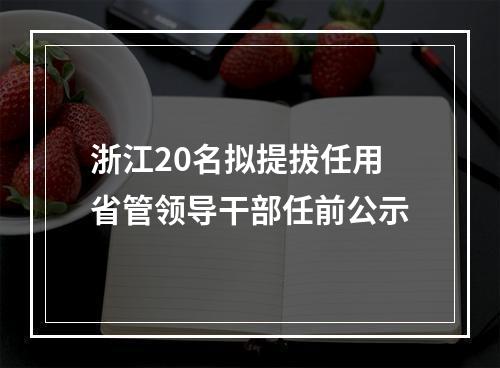 浙江20名拟提拔任用省管领导干部任前公示