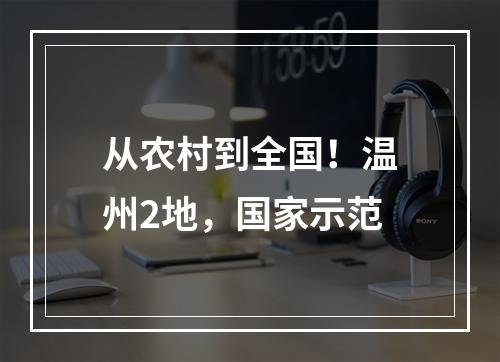 从农村到全国！温州2地，国家示范