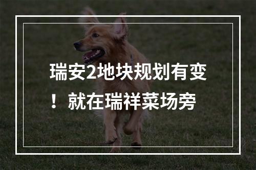 瑞安2地块规划有变！就在瑞祥菜场旁