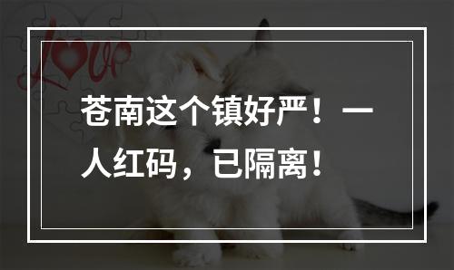 苍南这个镇好严！一人红码，已隔离！