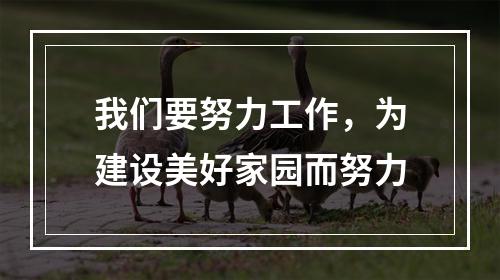 我们要努力工作，为建设美好家园而努力