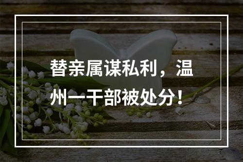 替亲属谋私利，温州一干部被处分！