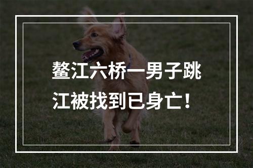 鳌江六桥一男子跳江被找到已身亡！