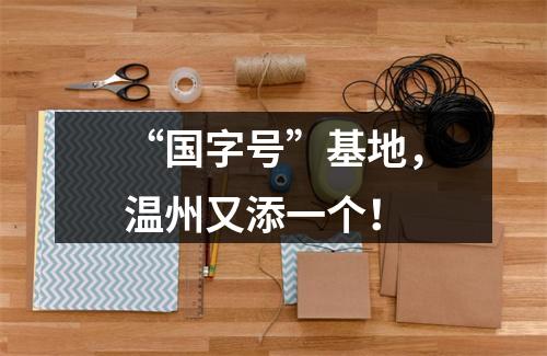 “国字号”基地，温州又添一个！