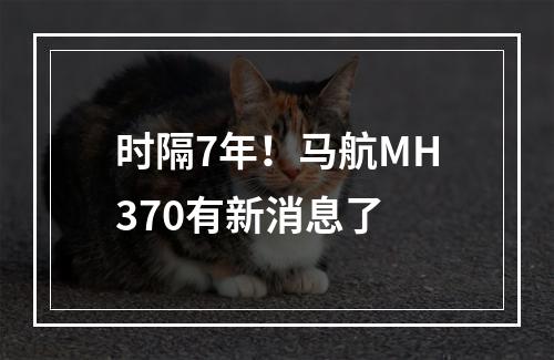 时隔7年！马航MH370有新消息了