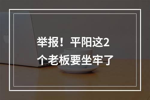 举报！平阳这2个老板要坐牢了