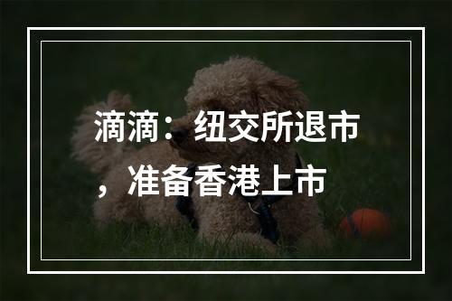 滴滴：纽交所退市，准备香港上市