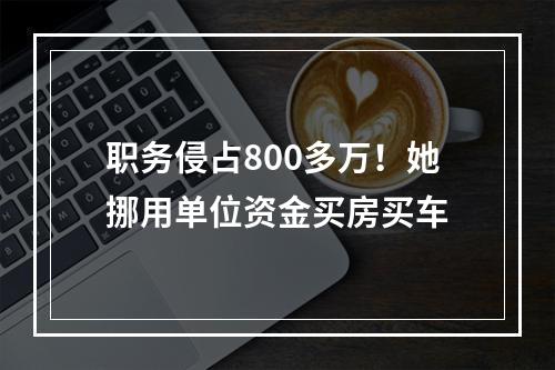 职务侵占800多万！她挪用单位资金买房买车