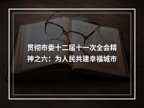 贯彻市委十二届十一次全会精神之六：为人民共建幸福城市