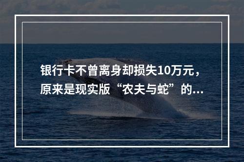 银行卡不曾离身却损失10万元，原来是现实版“农夫与蛇”的故事