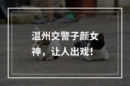温州交警子颜女神，让人出戏！