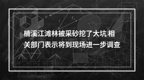 楠溪江滩林被采砂挖了大坑 相关部门表示将到现场进一步调查