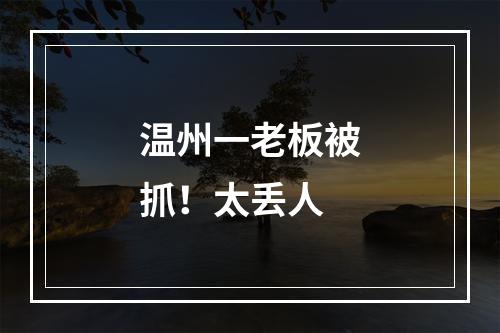 温州一老板被抓！太丢人