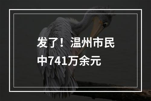 发了！温州市民中741万余元