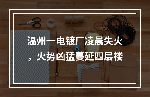 温州一电镀厂凌晨失火，火势凶猛蔓延四层楼