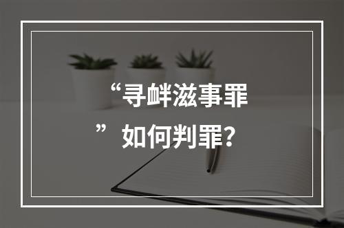 “寻衅滋事罪”如何判罪？