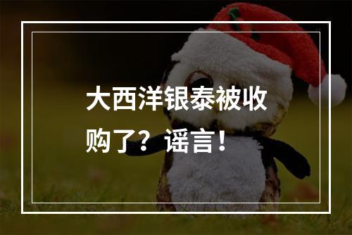 大西洋银泰被收购了？谣言！