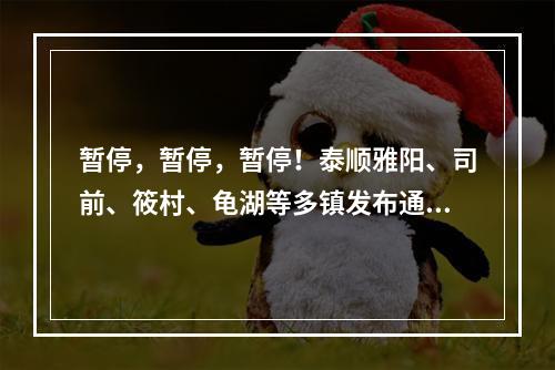 暂停，暂停，暂停！泰顺雅阳、司前、筱村、龟湖等多镇发布通告