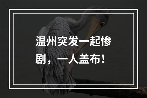 温州突发一起惨剧，一人盖布！