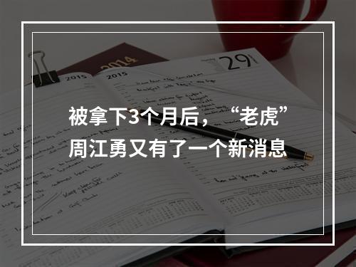 被拿下3个月后，“老虎”周江勇又有了一个新消息
