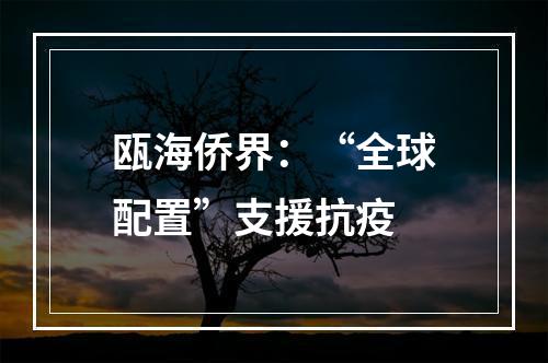 瓯海侨界：“全球配置”支援抗疫