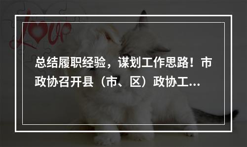 总结履职经验，谋划工作思路！市政协召开县（市、区）政协工作务虚会