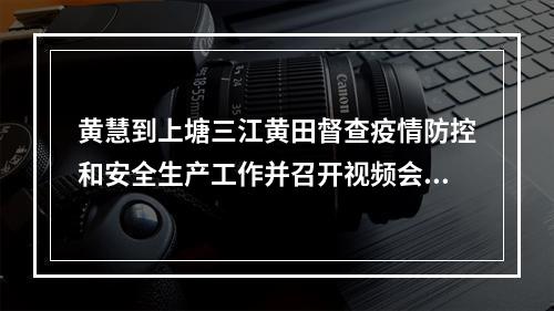 黄慧到上塘三江黄田督查疫情防控和安全生产工作并召开视频会议安排部署下步 ...