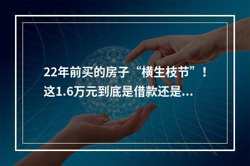 22年前买的房子“横生枝节”！这1.6万元到底是借款还是购房款？