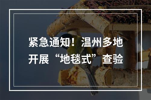 紧急通知！温州多地开展“地毯式”查验