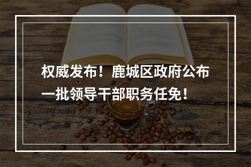 权威发布！鹿城区政府公布一批领导干部职务任免！