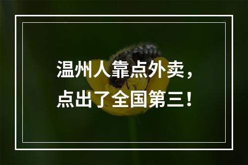 温州人靠点外卖，点出了全国第三！