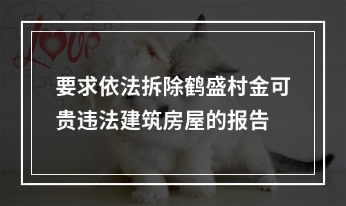要求依法拆除鹤盛村金可贵违法建筑房屋的报告