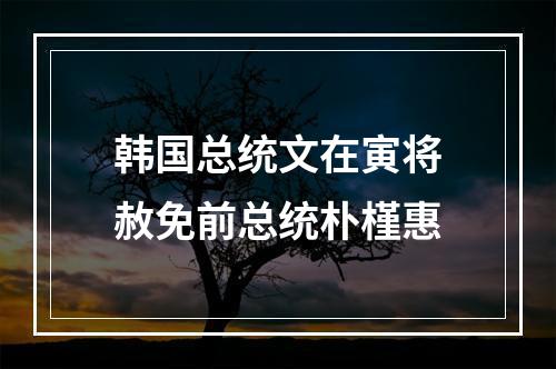 韩国总统文在寅将赦免前总统朴槿惠