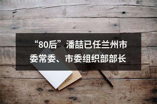 “80后”潘喆已任兰州市委常委、市委组织部部长