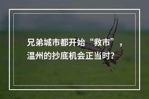 兄弟城市都开始“救市”，温州的抄底机会正当时？
