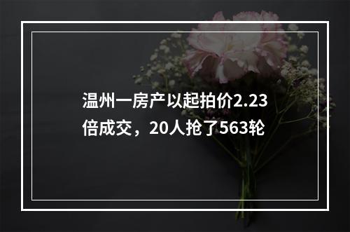 温州一房产以起拍价2.23倍成交，20人抢了563轮