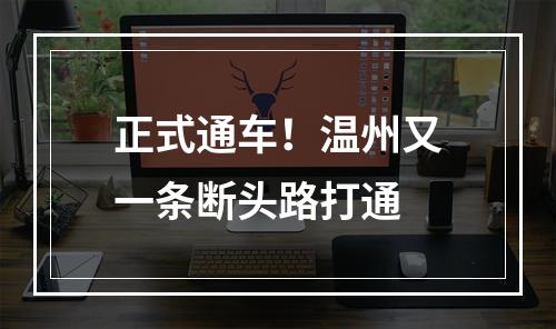 正式通车！温州又一条断头路打通