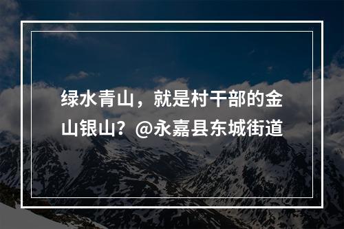绿水青山，就是村干部的金山银山？@永嘉县东城街道